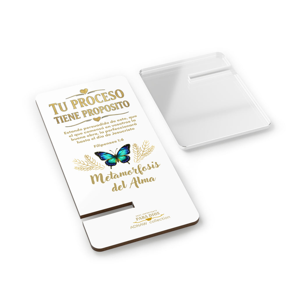 Phone Stand — "Tu Proceso Tiene Propósito" Inspirational Acrylic Mobile Display
