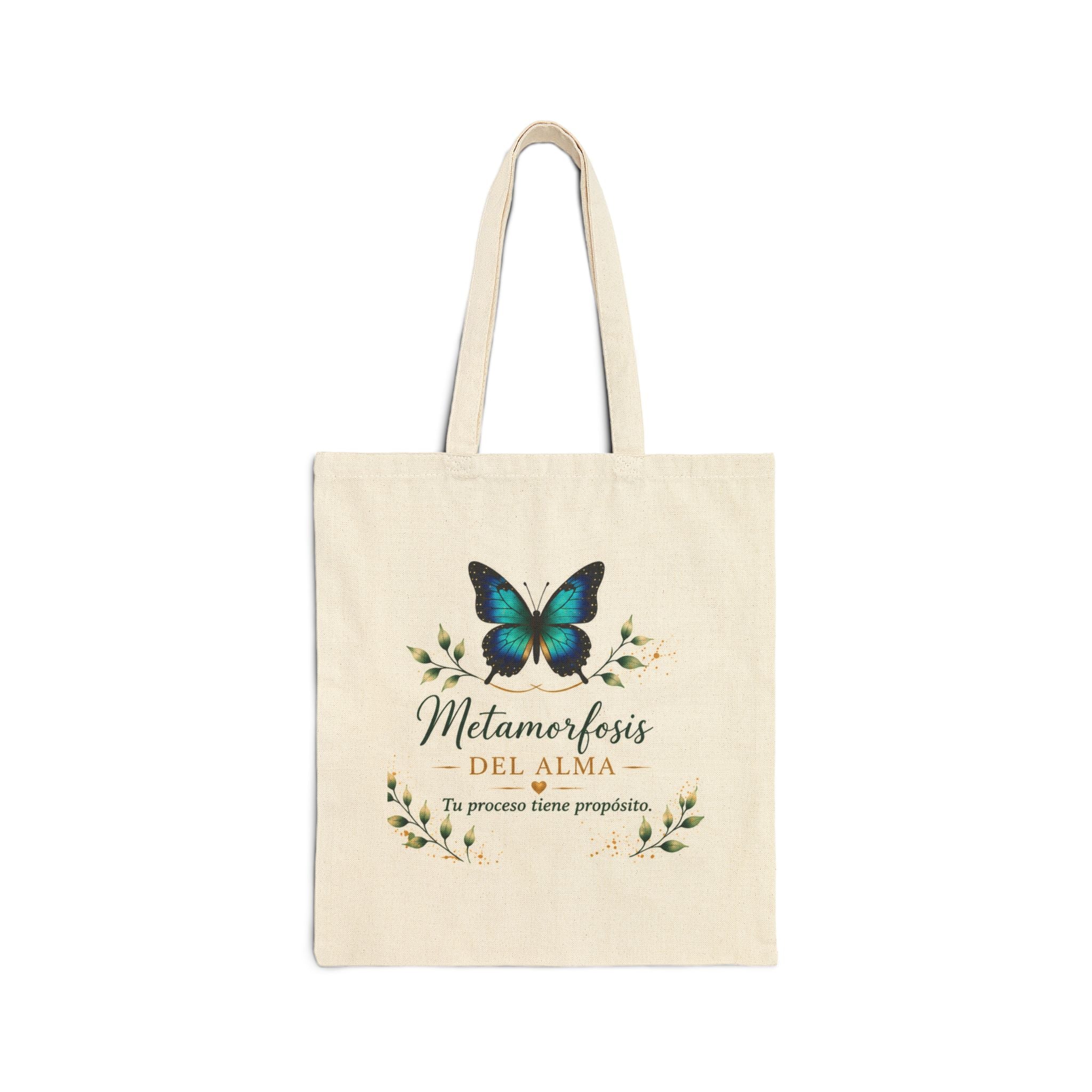 Tote Bag — Metamorfosis del Alma Butterfly Canvas Tote (Spanish Inspirational Quote)