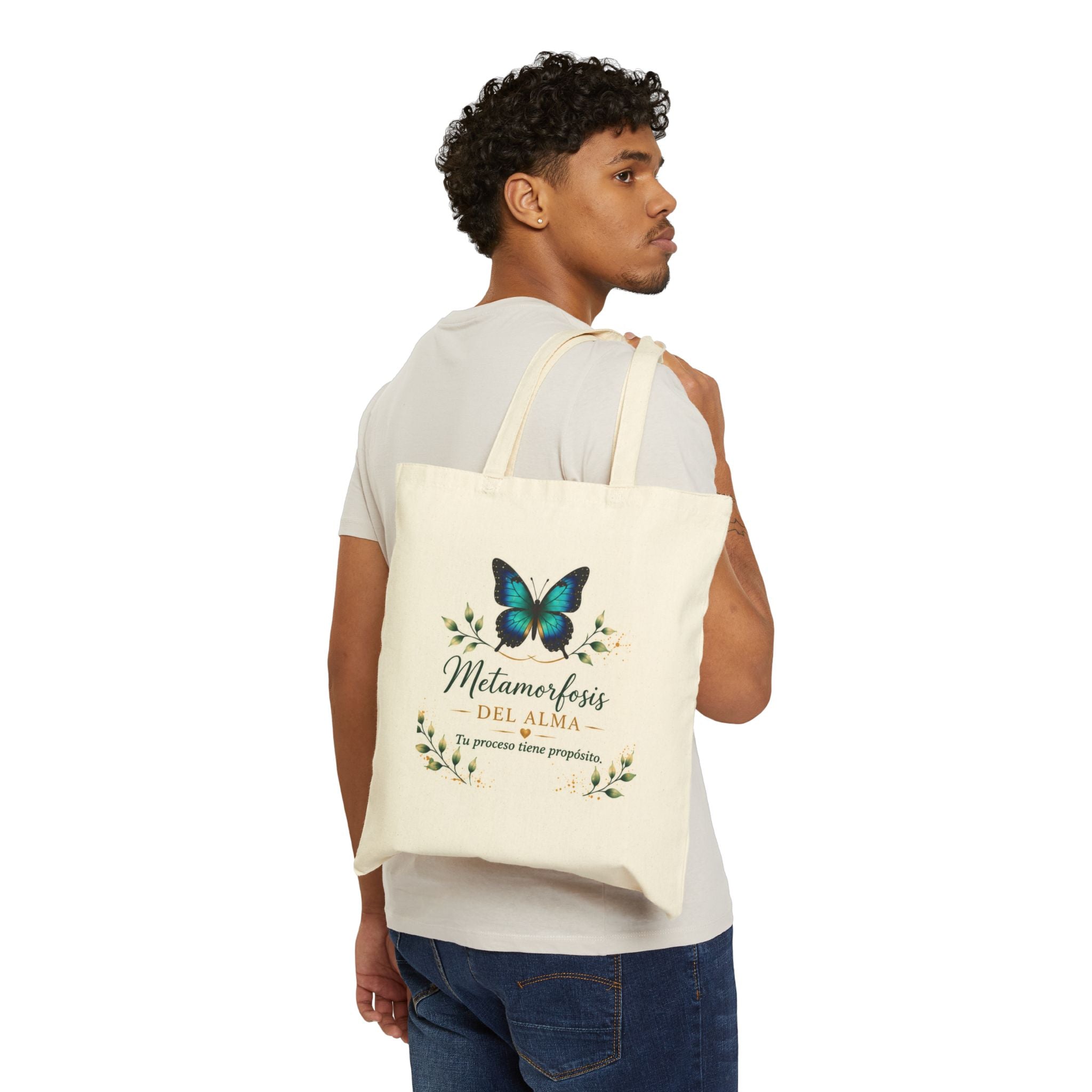 Tote Bag — Metamorfosis del Alma Butterfly Canvas Tote (Spanish Inspirational Quote)
